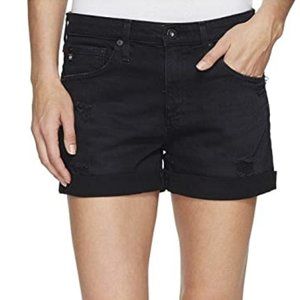 AG Adriano Goldschmied The Hailey Ex Boyfriend Roll Up Black Denim Shorts 30R